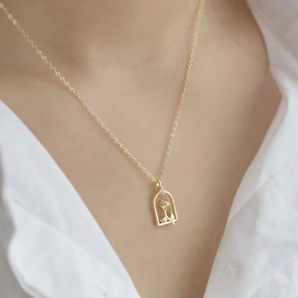 Gold over Sterling silver Rose garden necklace - Picture 3 of 8